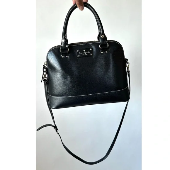 KATE SPADE NEW YORK Wellesley Leather Satchel Purse Crossbody/Black~Orig.$335! - Picture 3 of 17